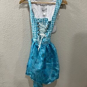 New With Tags MarJo Trachten 2pc Dirndl Oktoberfest Dress Size EU 32 Blue Sequin